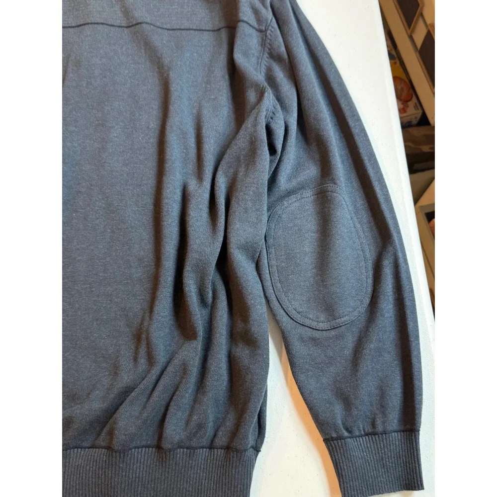 Cutter & Buck Mens 1XB Navy Heather Quarter Zip Sweater Elbow Patch new nwt golf